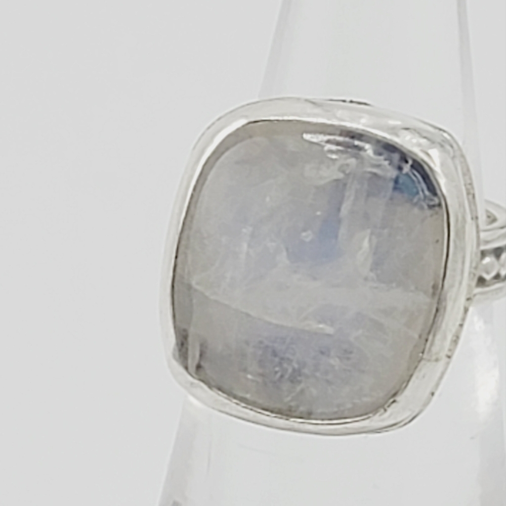 MOONSTONE HANDMADE RING IN 925 STERLING SILVER METAL 4 - Picture 3 of 6